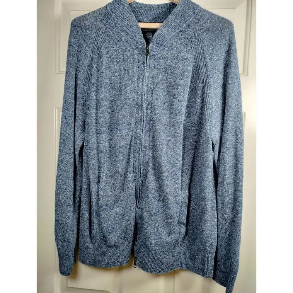 Banana Republic Men's L FullZip Sweater Italian Linen Coastal Grandad Minimalist